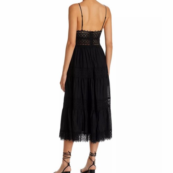 Aqua Black V Neck Lace Dress - Picture 2 of 5